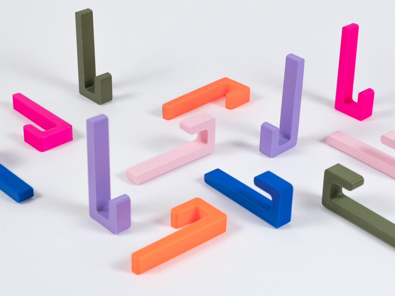 wall hooks pack of 5 - neon pink