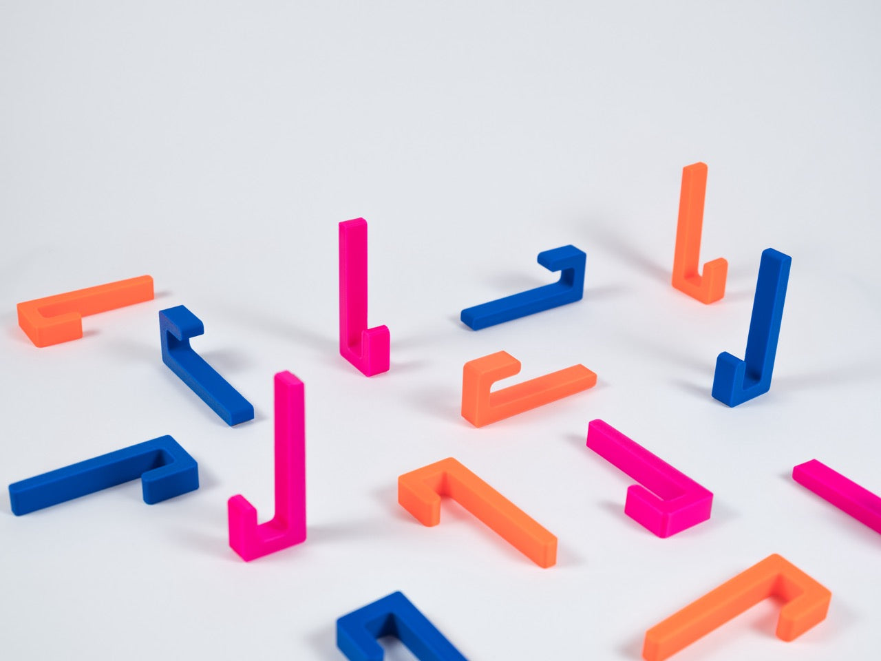 wall hooks pack of 5 - neon orange